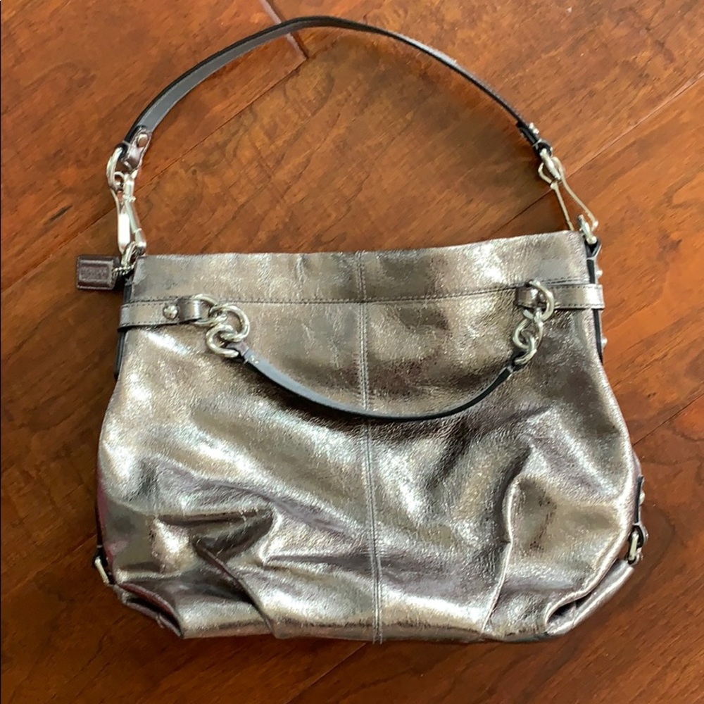 Silver leather Coach purse